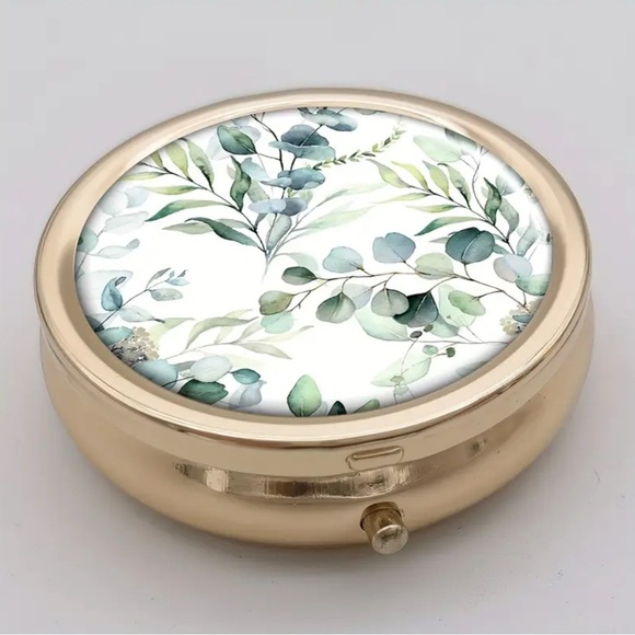 🐰 Eucalyptus Leaves Multi-Use Pill Box Mirror Container - Picture 3 of 11